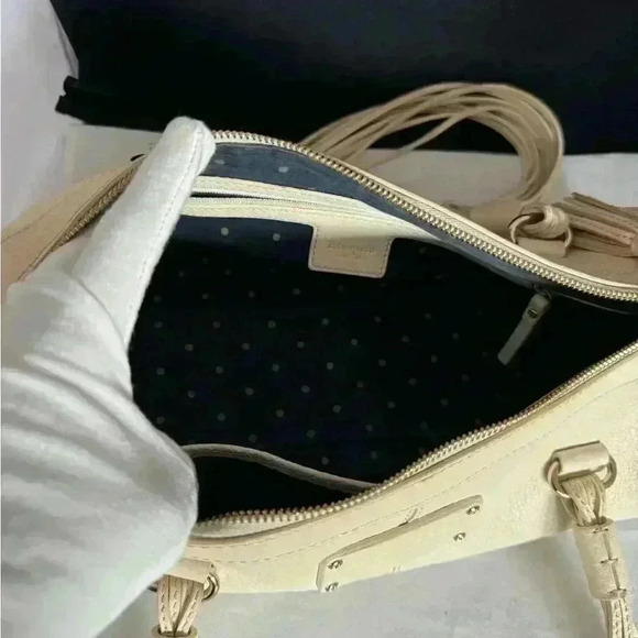 Kate Spade Cream Satchel w/ Multi Strand Handle and Tassle Zipper - Picture 9 of 9